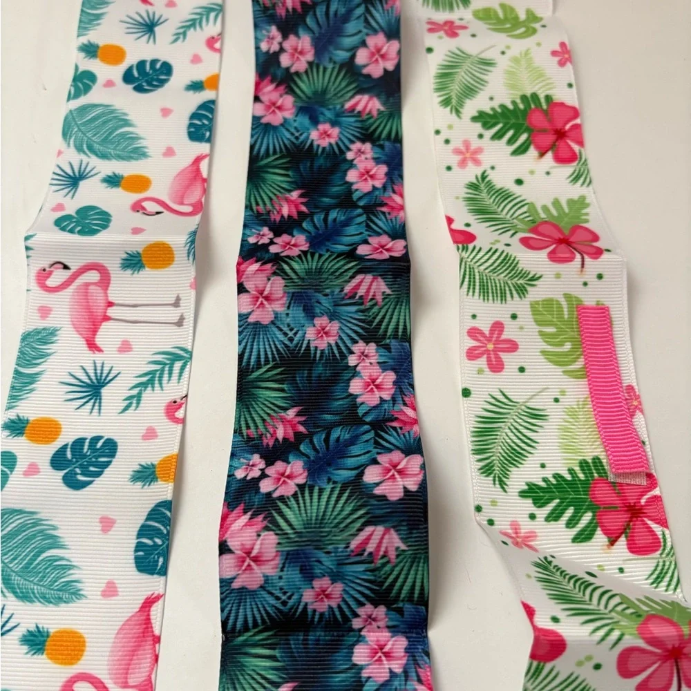 Tropical Print Fold Over Ribbons
